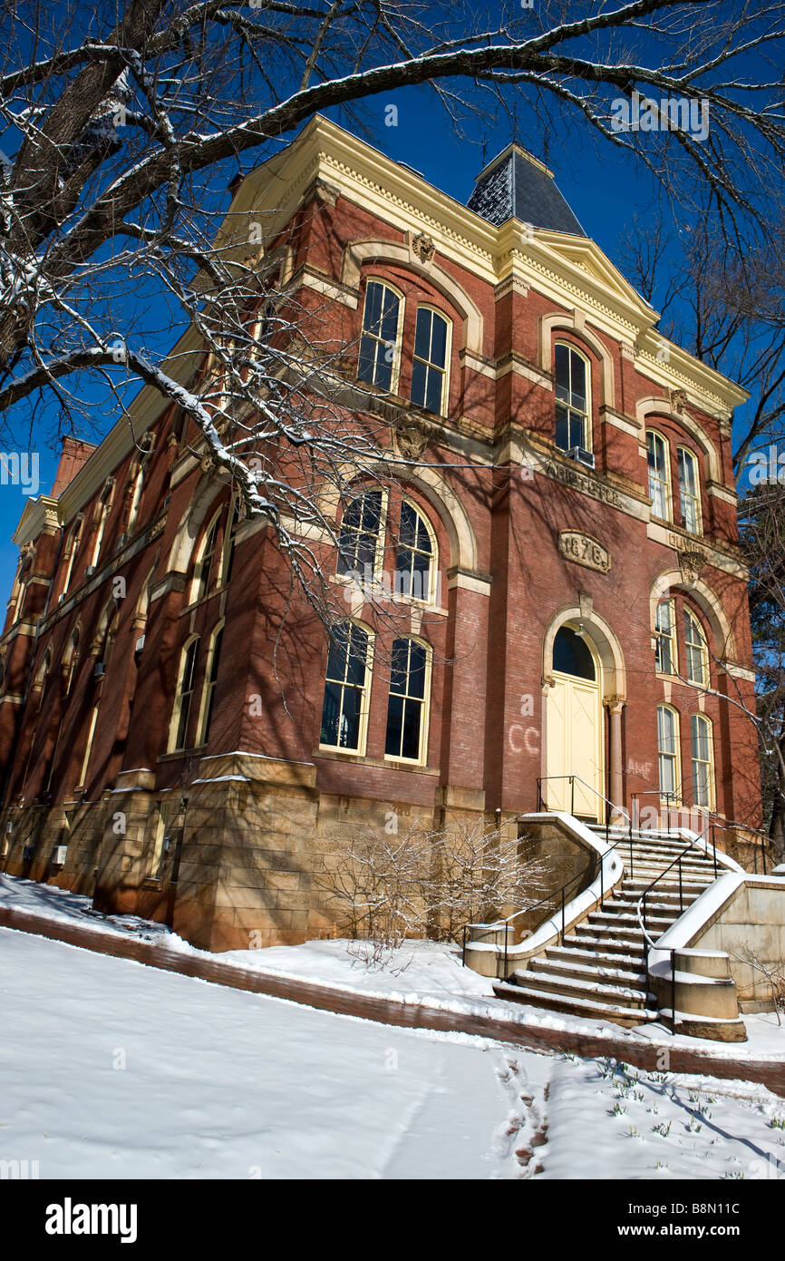 Brooks Hall mit frischem Schnee University of Virginia, Charlottesville Virginia Stockfoto