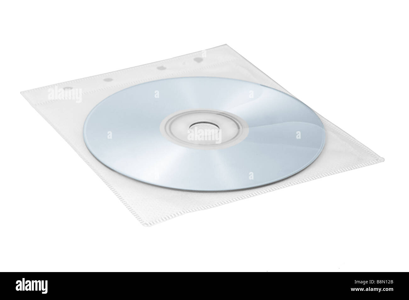 Compact Disc in Plastik umhüllen auf weißem Hintergrund Stockfoto