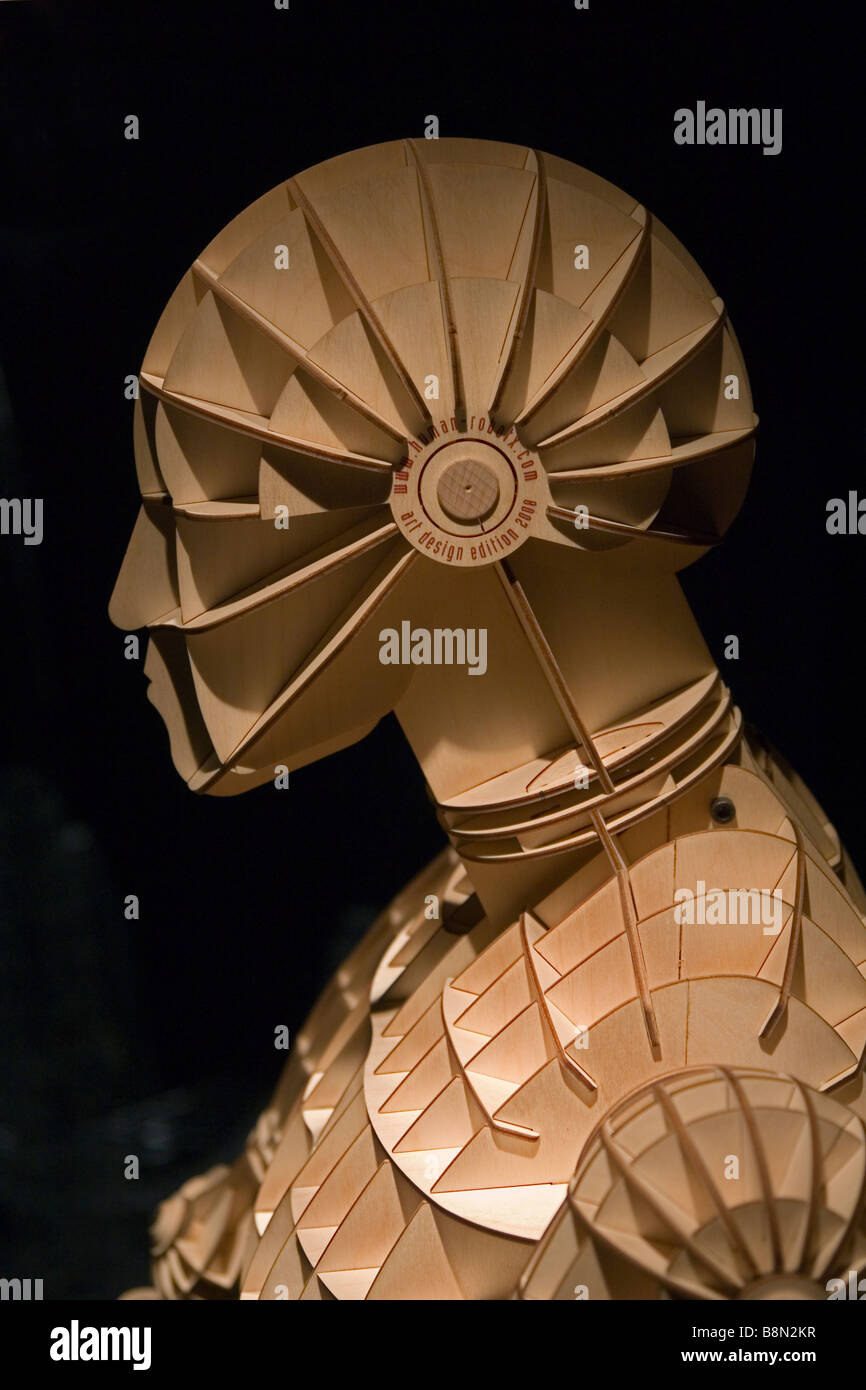 computergenerierte 3D Modell der Kopf und die Schultern eines menschlichen Körpers - Cybercraft Holzarbeiten - bionic Design - menschliche robotx Stockfoto