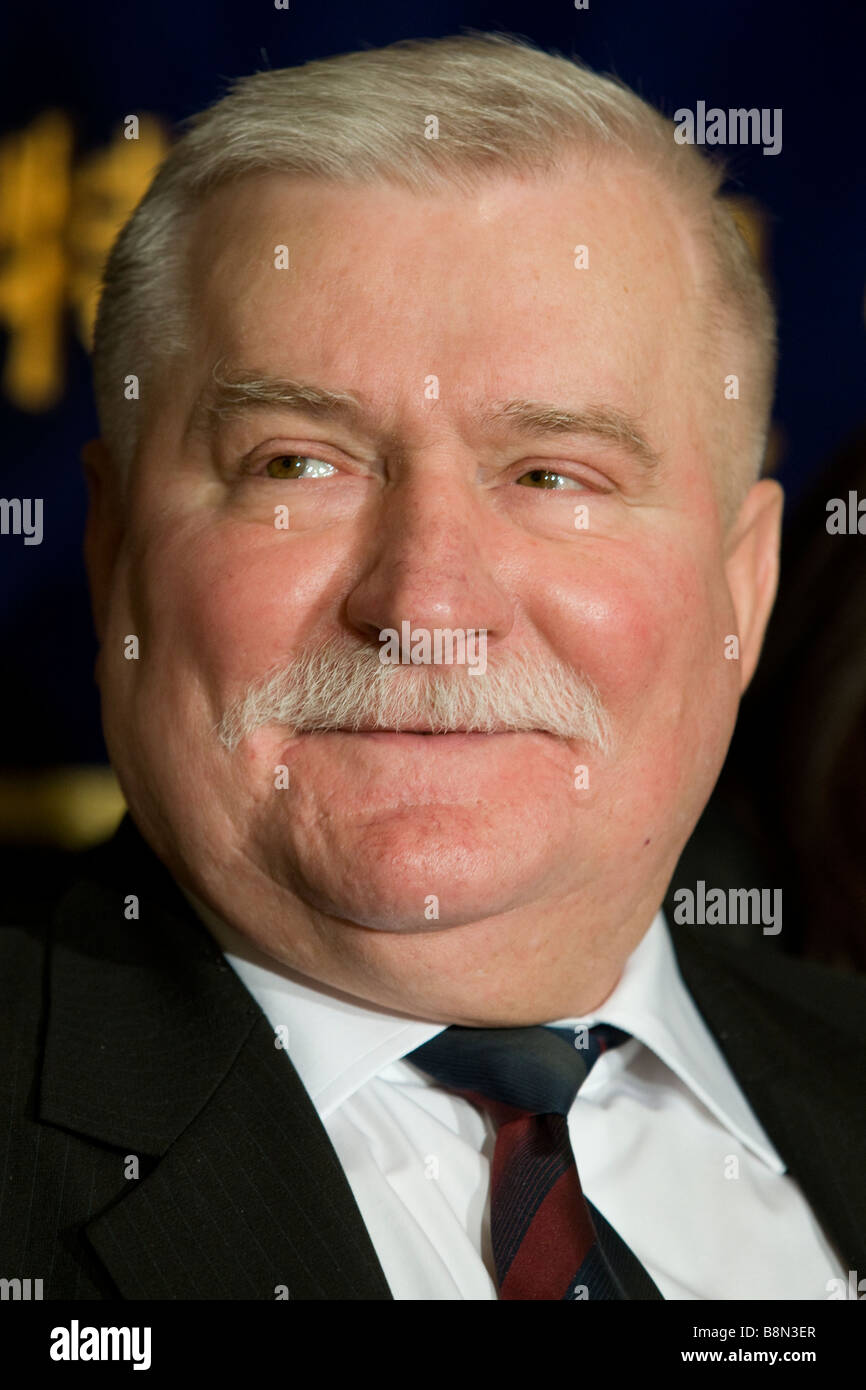 Lech Walesa, ehemaliger Präsident von Polen und Vorsitzender der Solidarität. Stockfoto