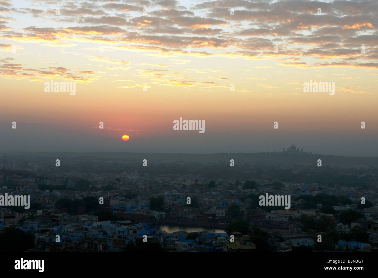 Sonnenaufgang über Jodhpur aus dem fort Stockfoto