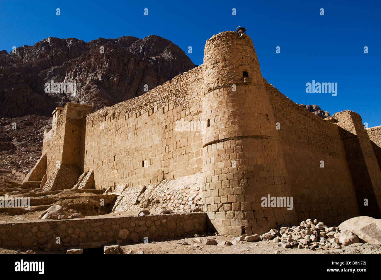 Das Hotel liegt am Fuße des Mosesberg, Katharinenkloster, Sinai, Ägypten Stockfoto