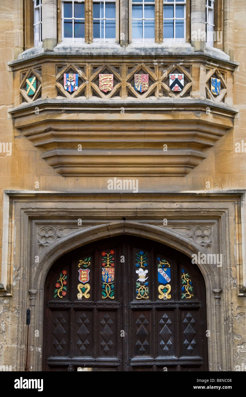 Eingangstüren, Oriel College in Oxford Stockfoto