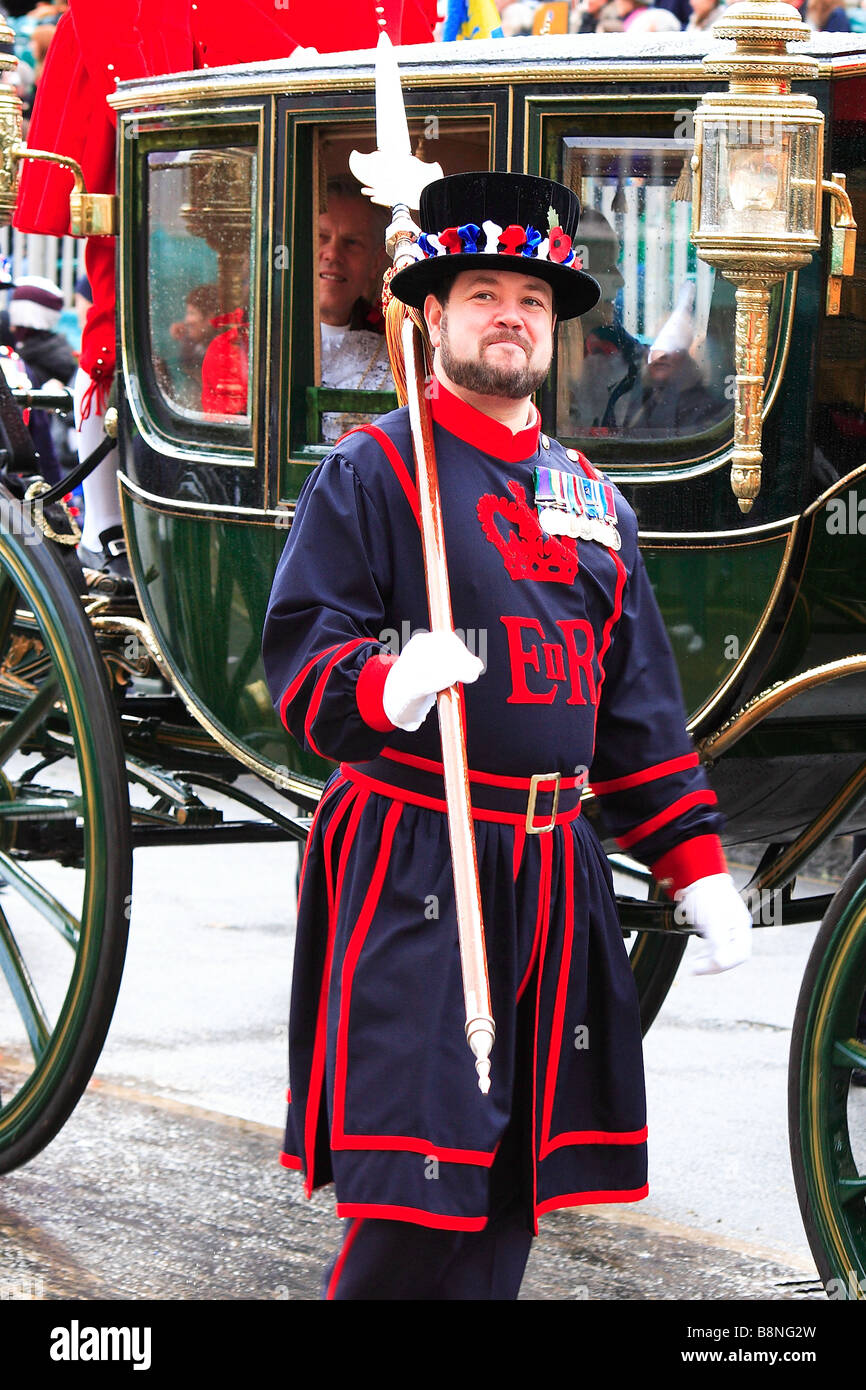 Beefeter an der Londoner Oberbürgermeister Show in England Stockfoto