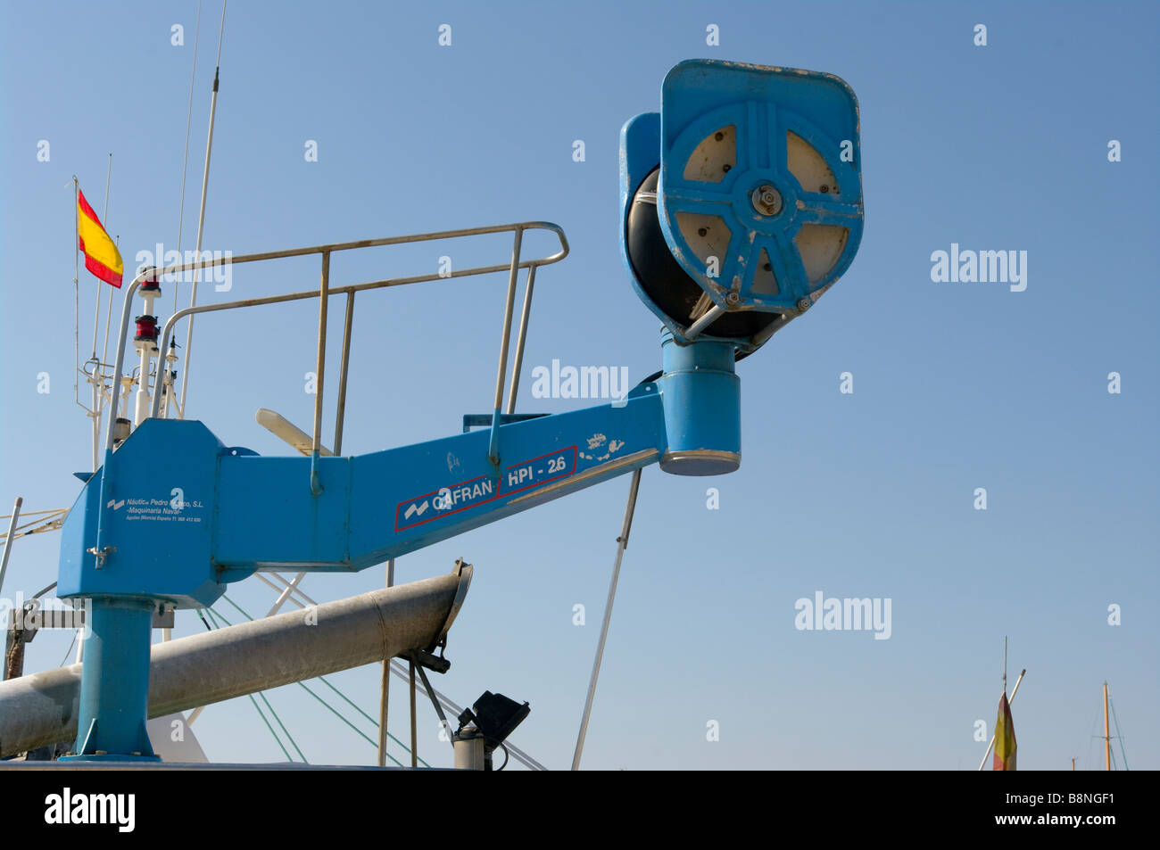 Ein Cafran HPI 26 Net Hauler auf EINEM Fischerboot Trawler Stockfoto