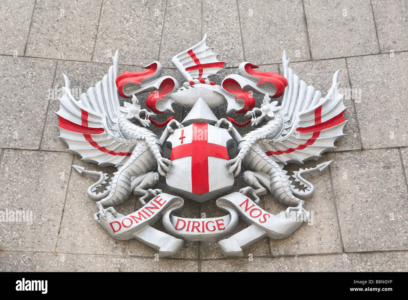 City of London Zeichen mit lateinischen Motto Domine Dirige Nos (Oh Herr, führe uns), London, UK Stockfoto