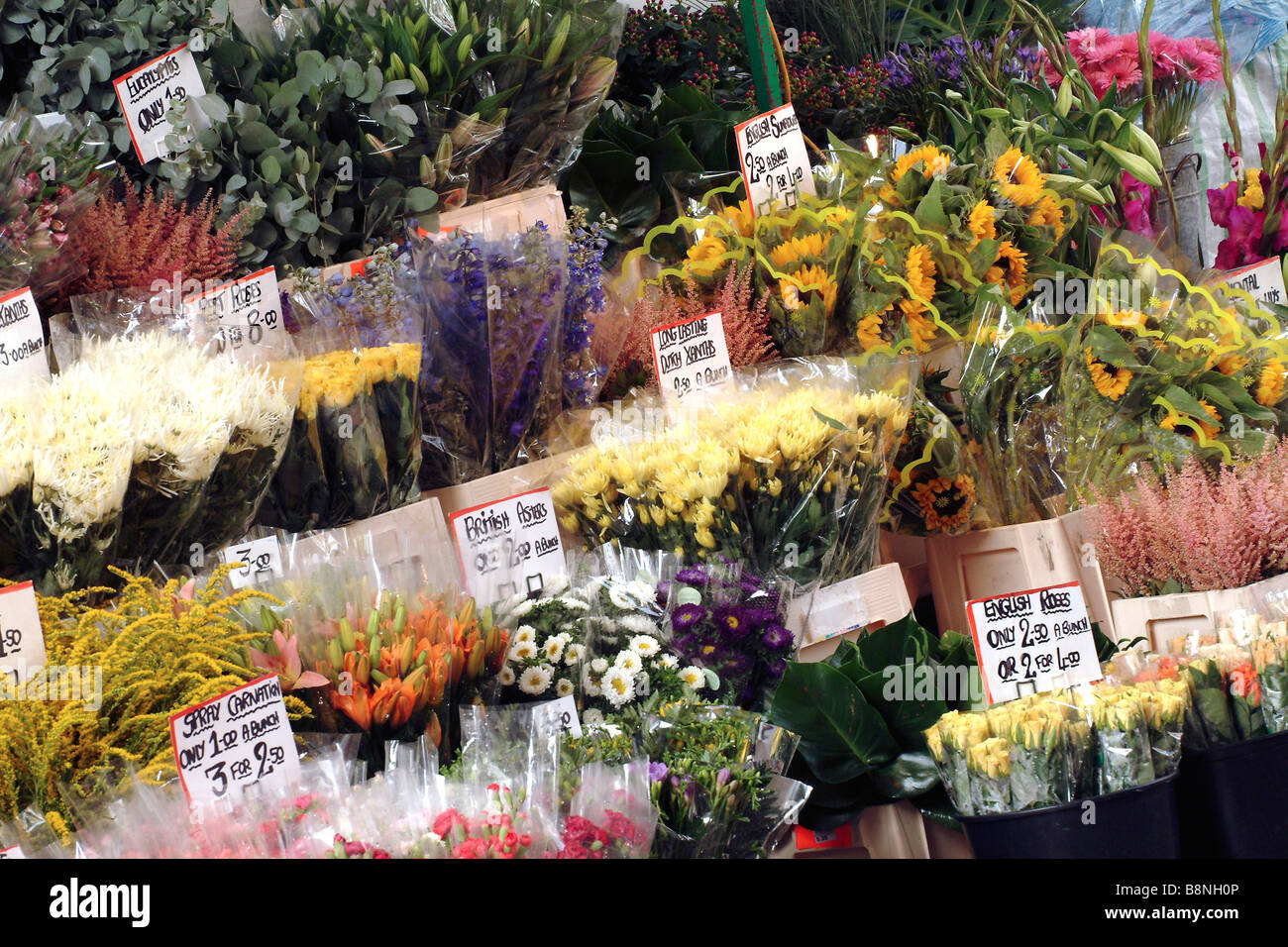 Marktstand Blumen Stockfoto