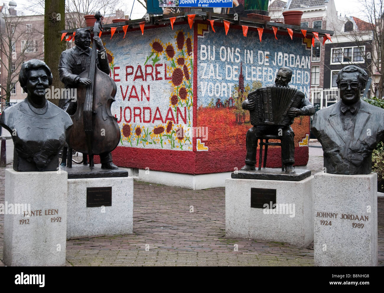Niederländische musikalischen Ikonen in Bronze Amsterdam Stockfoto