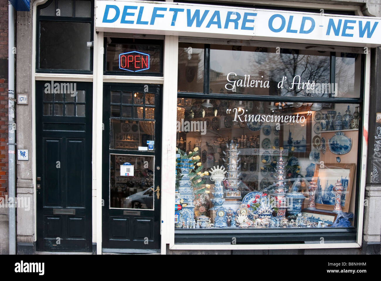 Die Delfter Porzellan Shop Amsterdam Stockfoto