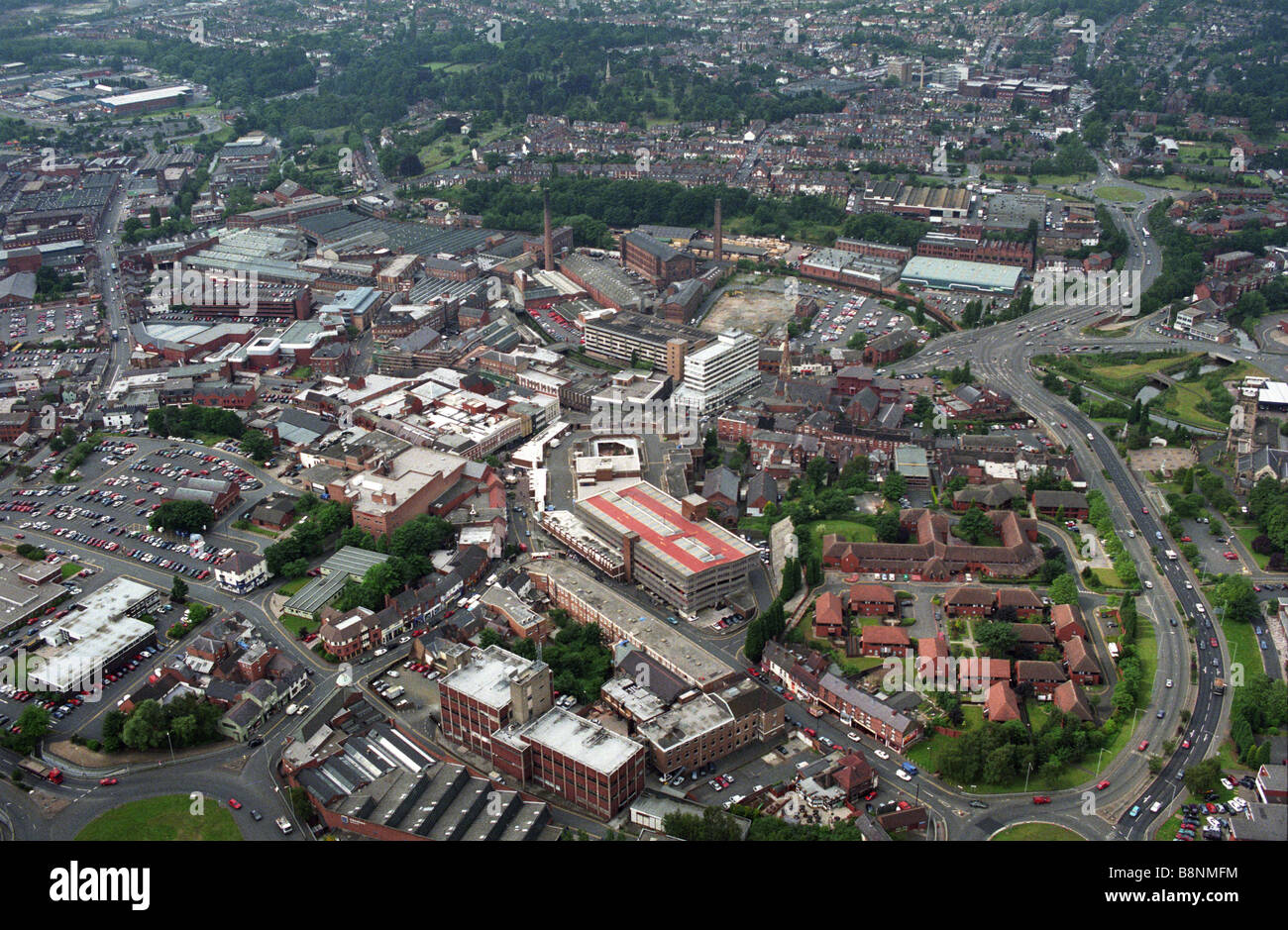 Luftbild von Kidderminster Innenstadt und Ringstraße Worcestershire England Uk Stockfoto