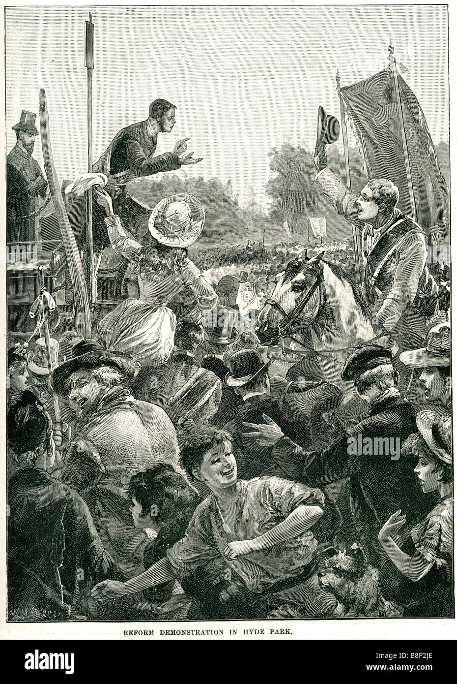 Reform der Demonstration Park Royal Hyde Park 1884 Liga London England Stockfoto