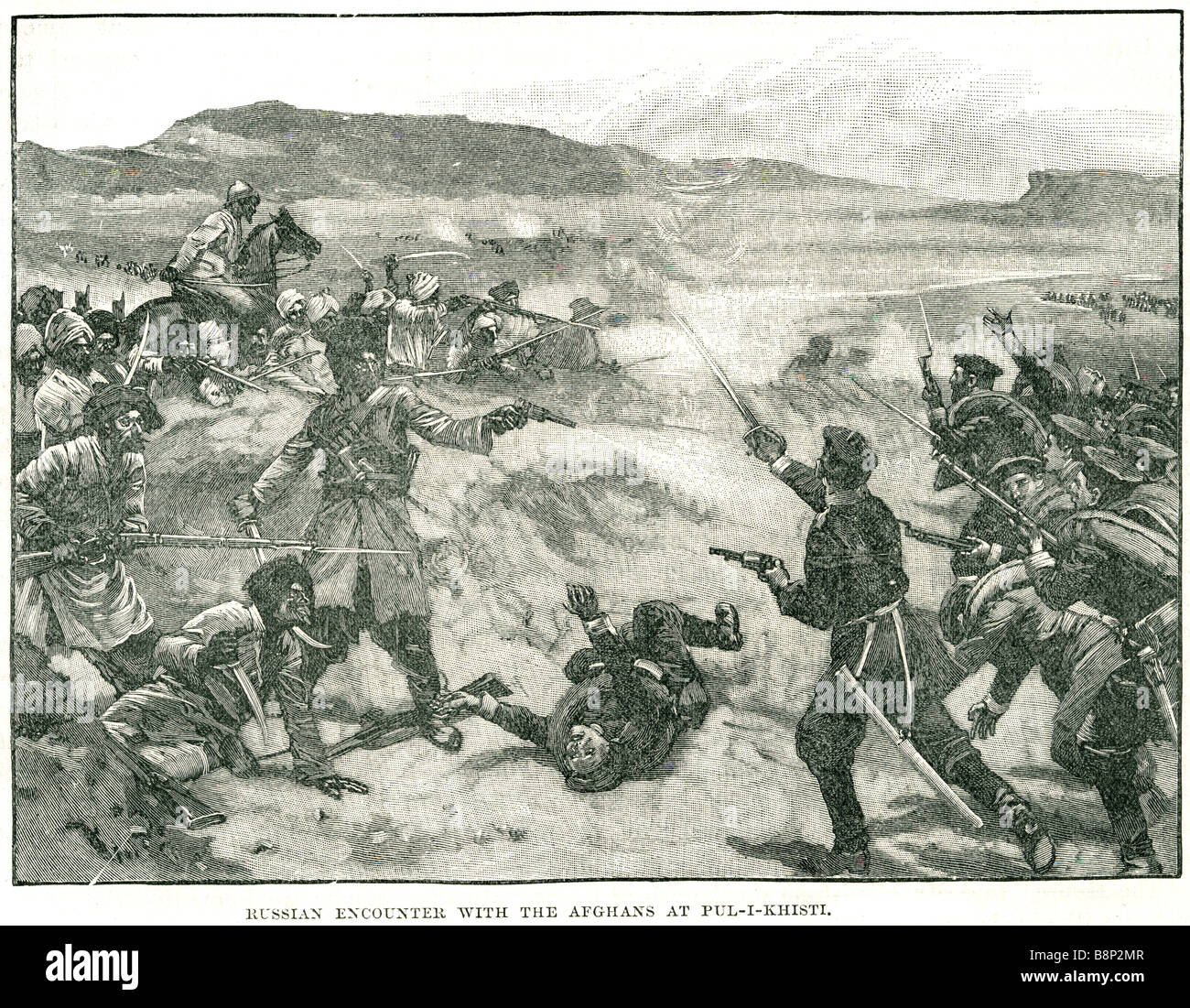 Russische Begegnung Afghanen Pul-i-Khista 1885 Stockfoto