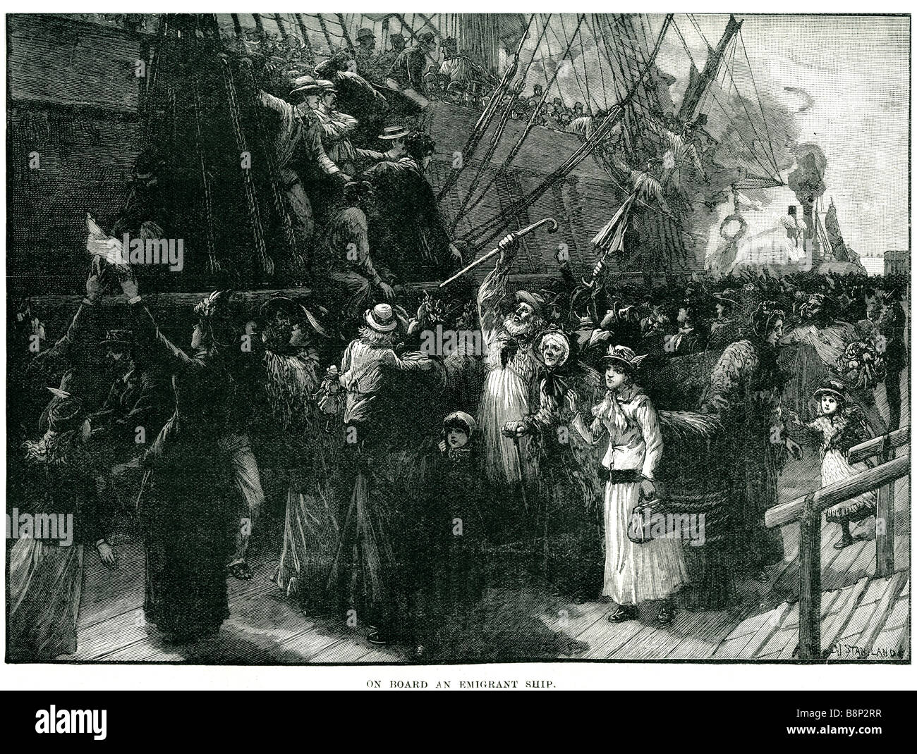 Auswanderer-Schiff 1837 87 Zuwanderung migration Stockfoto