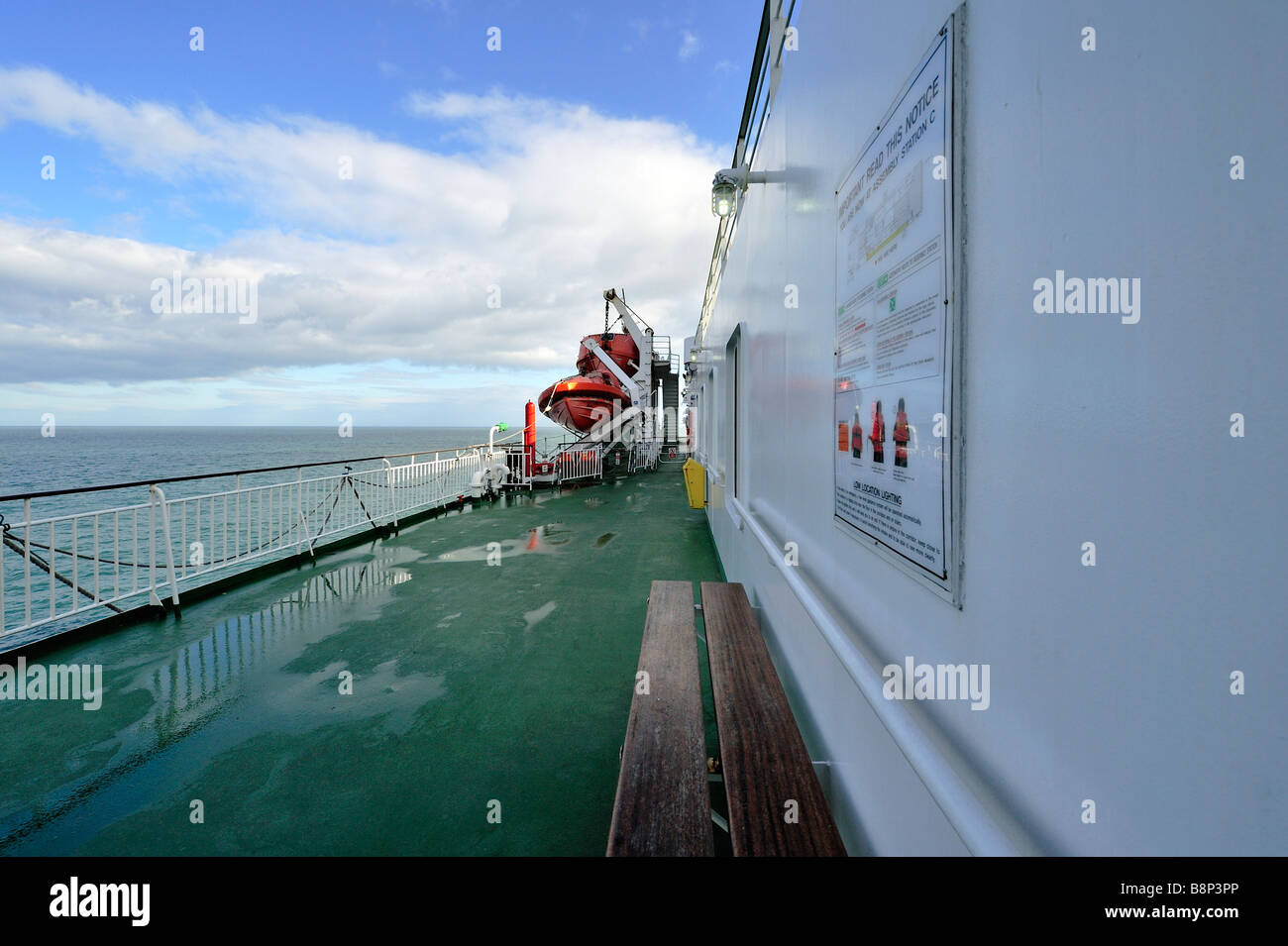 Bootsdeck auf Passagierschiff Stockfoto