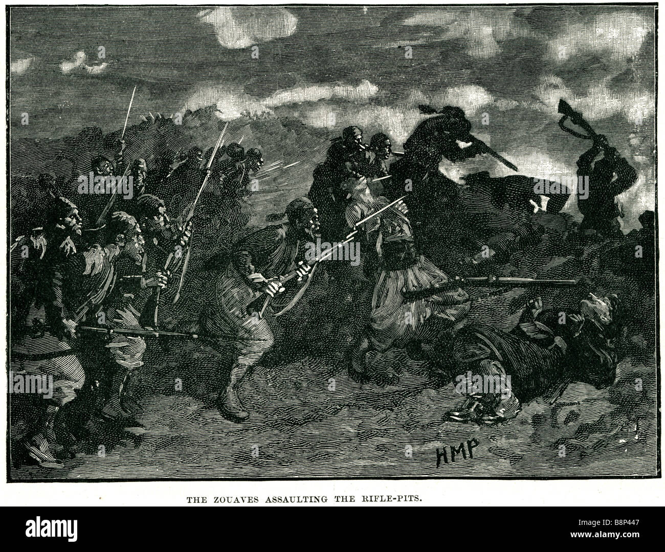 Zuaven tätlichen Angriffs auf Gewehr-Gruben 1854 französische Armee Infanterie der Krimkrieg Stockfoto