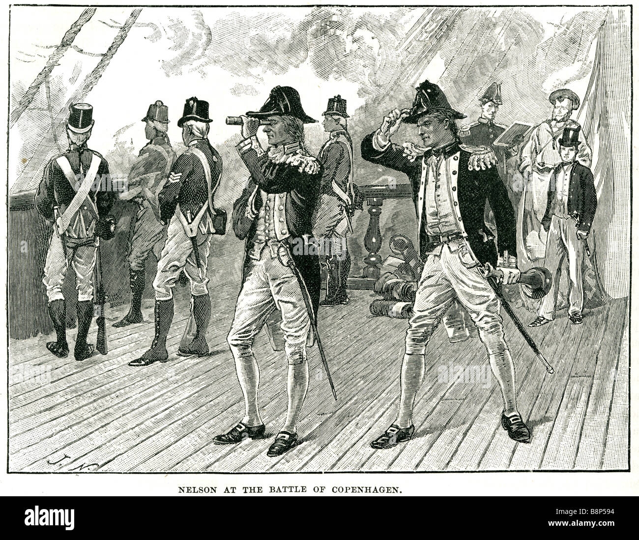 Nelson in der Seeschlacht von Kopenhagen Slaget På Reden britische Flotte Admiral Sir Hyde Parker Vize-Admiral Horatio Stockfoto