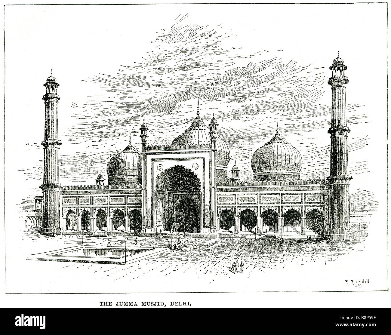 Jumma Musjid Delhi 1803 Masjid-i Jahan-Namaa Moschee Moghul-Kaiser Shah Jahan Stockfoto