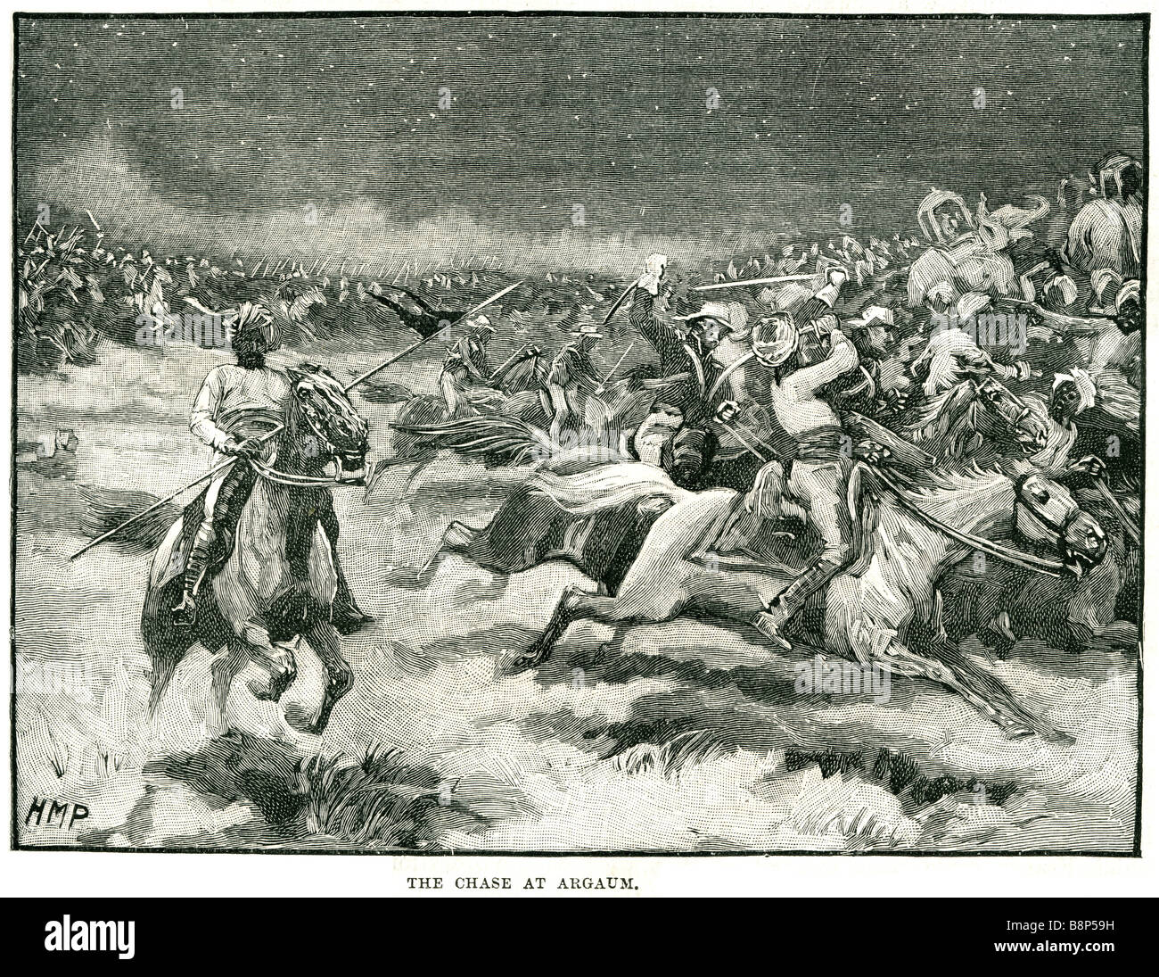 jagen Sie auf Argaum 1803 Schlacht der Argaon britischen Marathas zweiten Anglo-Maratha Krieg Stockfoto