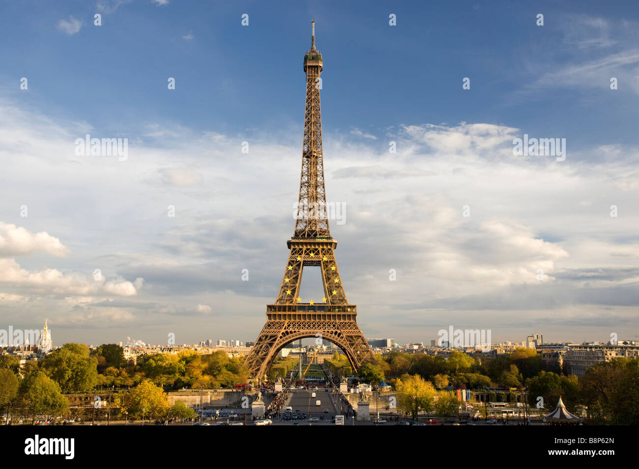 Eiffelturm angesehen vom Trocadero Paris Frankreich Stockfoto