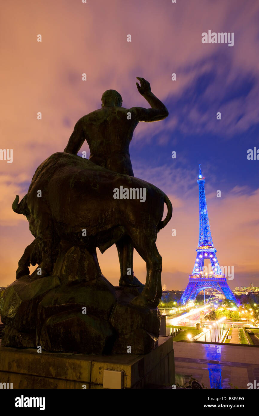 Eiffelturm angesehen vom Trocadero Paris Frankreich Stockfoto