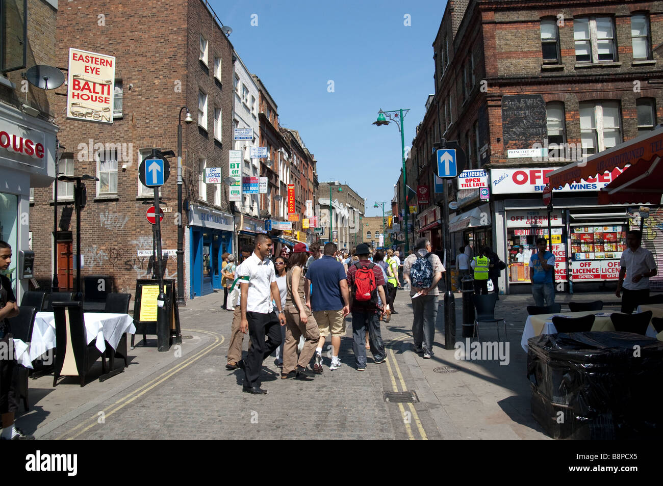 Landschaftsansicht der Brick Lane in London Stockfoto