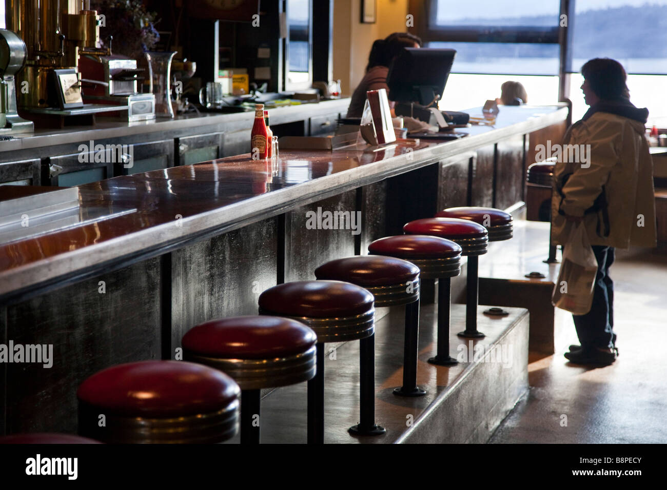 Mittagessen Zähler Pike Place öffentlichen Markt Seattle Washington Stockfoto