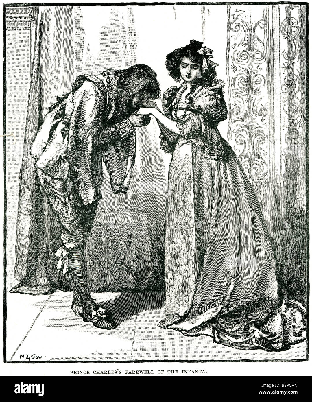 Prinz Charles Abschied von der Infantin Charles ich (19 November 1600 – 30. Januar 1649) war König von England, Schottland und Irelan Stockfoto