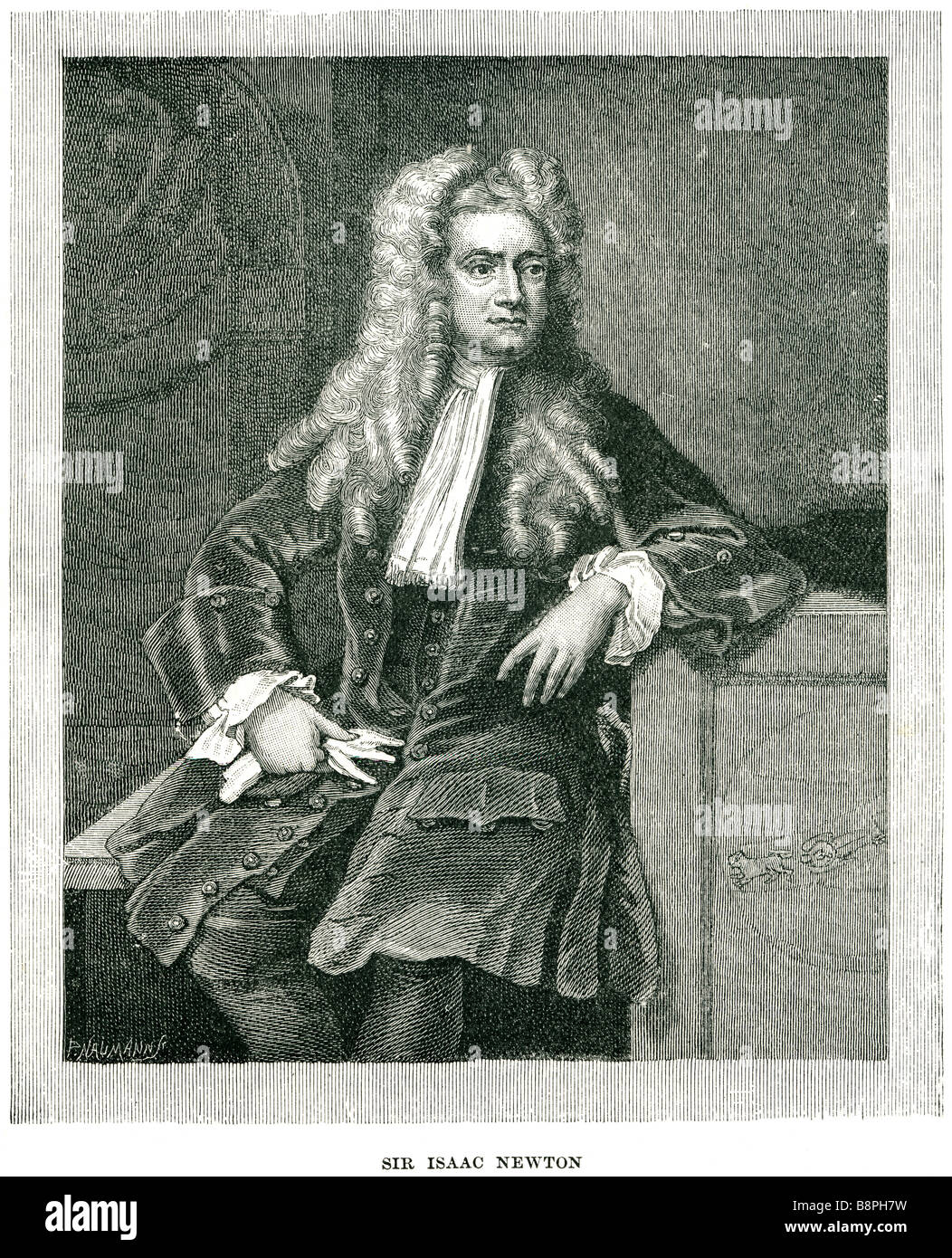 Sir Isaac Newton, FRS (4. Januar 1643 – 31. März 1727 [OS: 25. Dezember 1642 – 20. März 1727]) [1] war ein englischer Physiker, Mathematik Stockfoto