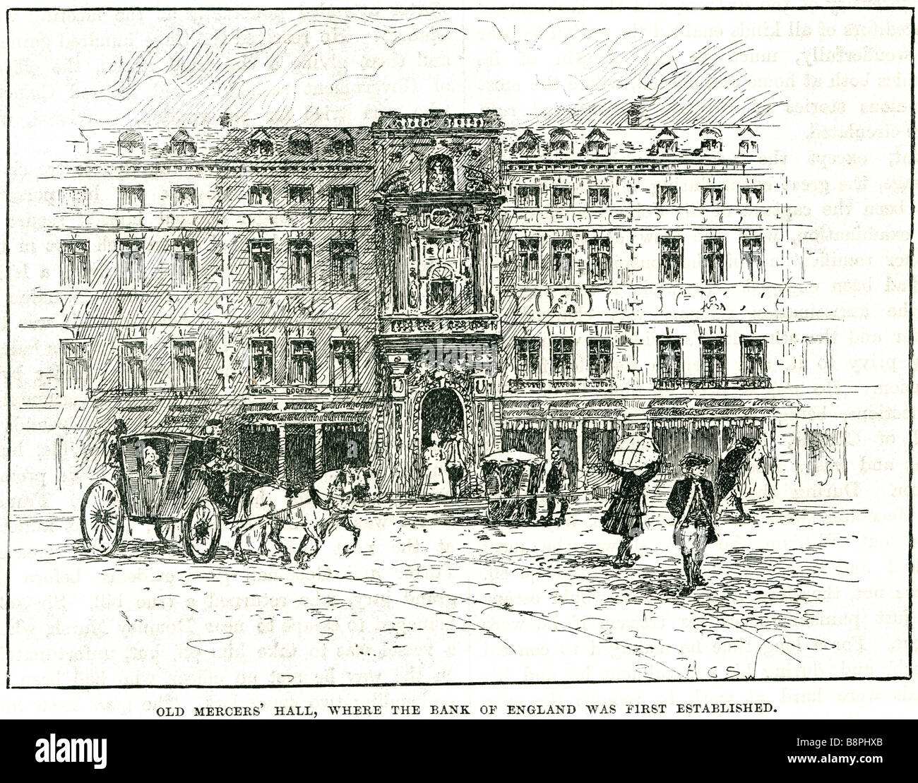 alten Mercers Halle wo die Bank von England zuerst gegründet wurde, ist der Worshipful Company der Mercers eines Livree Companie Stockfoto