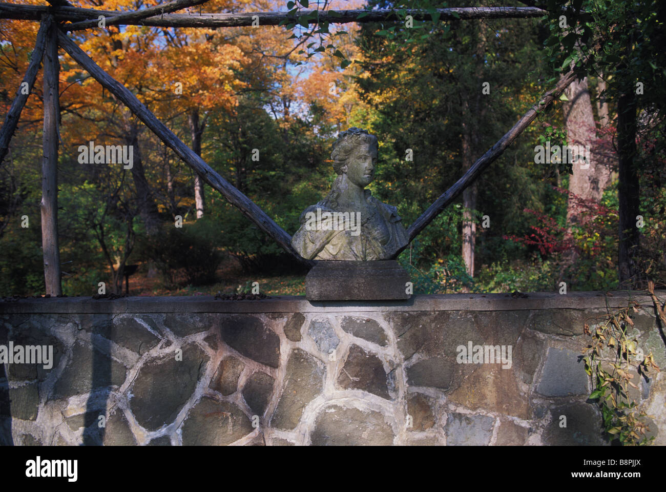 Gartenstatue, Clermont Herrenhaus, Hudson Valley, New York Stockfoto