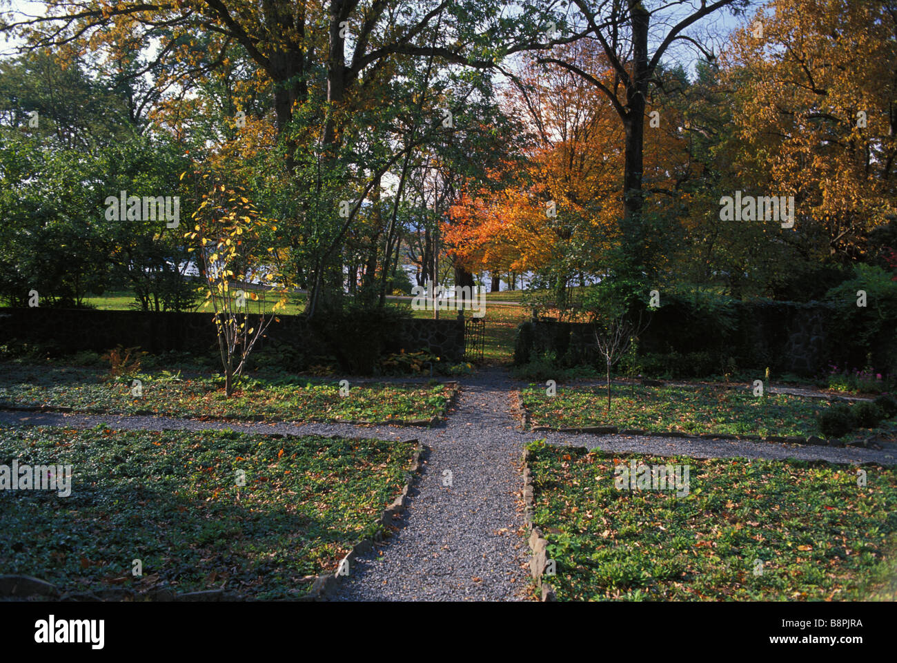 Gartenwege, Clermont Herrenhaus, Hudson Valley, New York Stockfoto