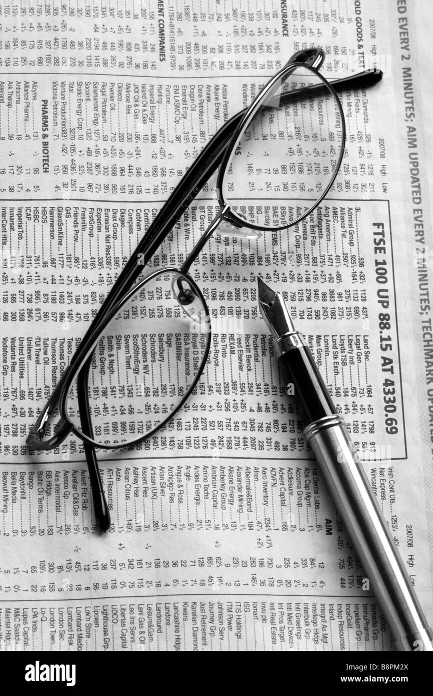 Brille Stift ftse Stockfoto