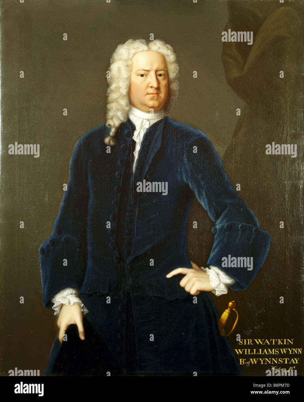 SIR WATKIN WILLIAMS WYNN BT der WINNSTAY von Thomas Hudson 1701 79 Post Erhaltung im Antony House Stockfoto
