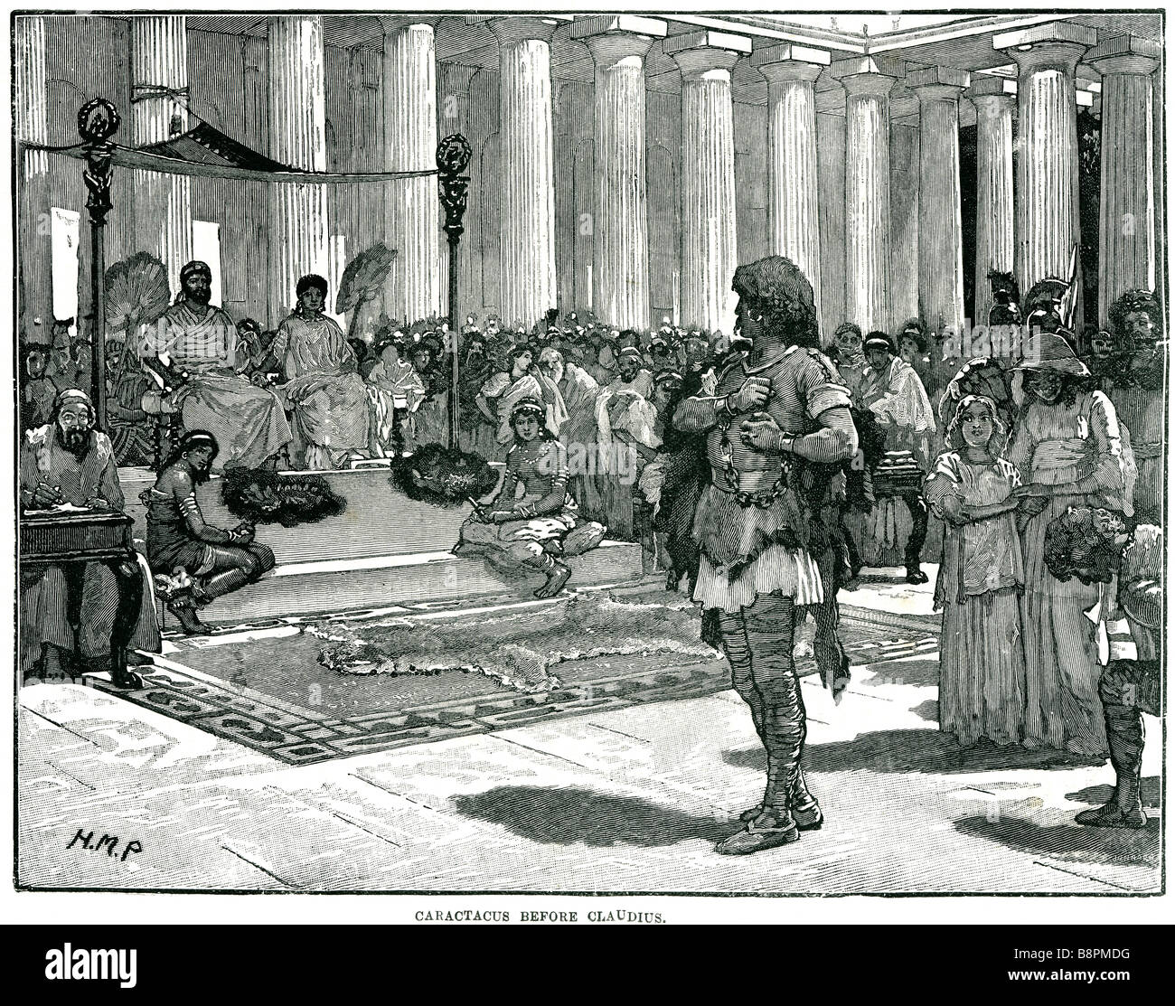 Caractus vor Claudius Tiberius Claudius Caesar Augustus Germanicus oder Claudius ich (1 August 10 v. Chr. – 13 Oktober 54 n. Chr.) (Tiber Stockfoto
