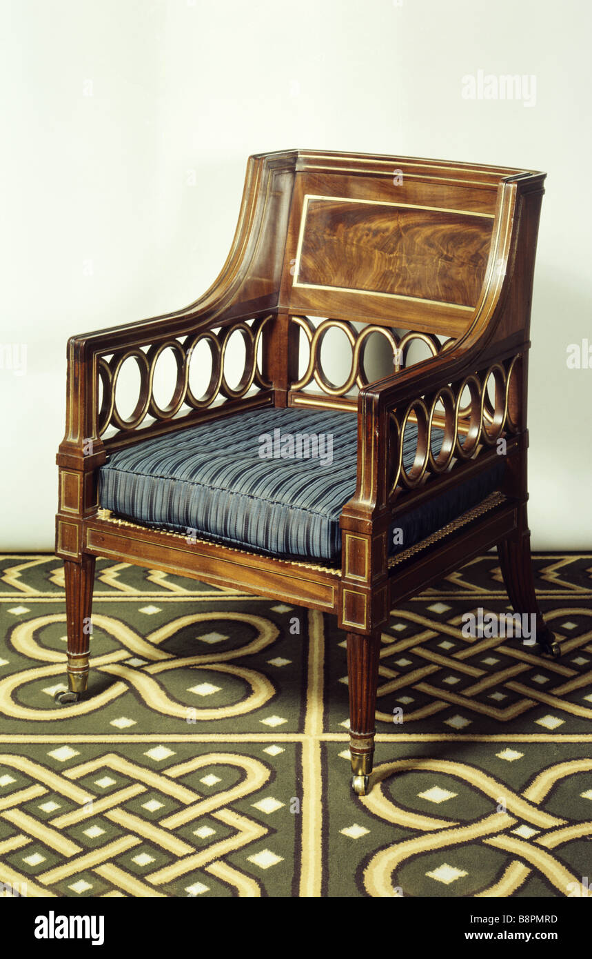 Die Ellenbogen-Stuhl im Stourhead House von Thomas Chippendale der jüngere Stockfoto