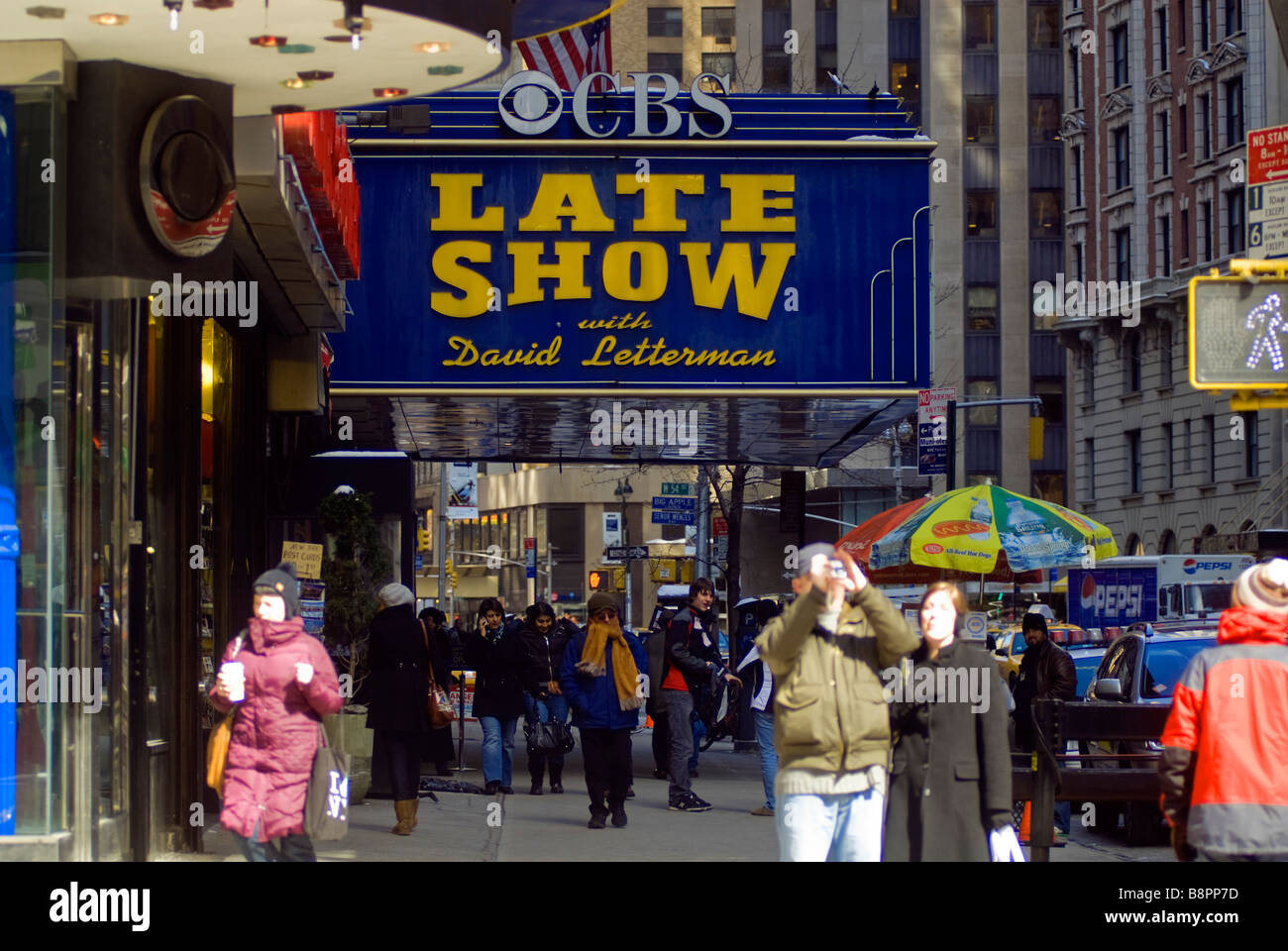 Ed Sullivan Theater am Broadway in New York City, wo der Late Show with David Letterman Show, mit Klebeband Stockfoto