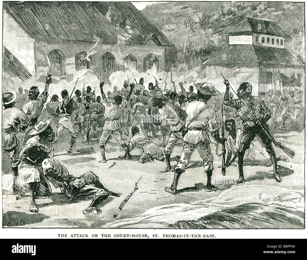 angreifen, Gericht Haus St. Thomas im Osten 1865 Morant Bay Jamaika Stockfoto