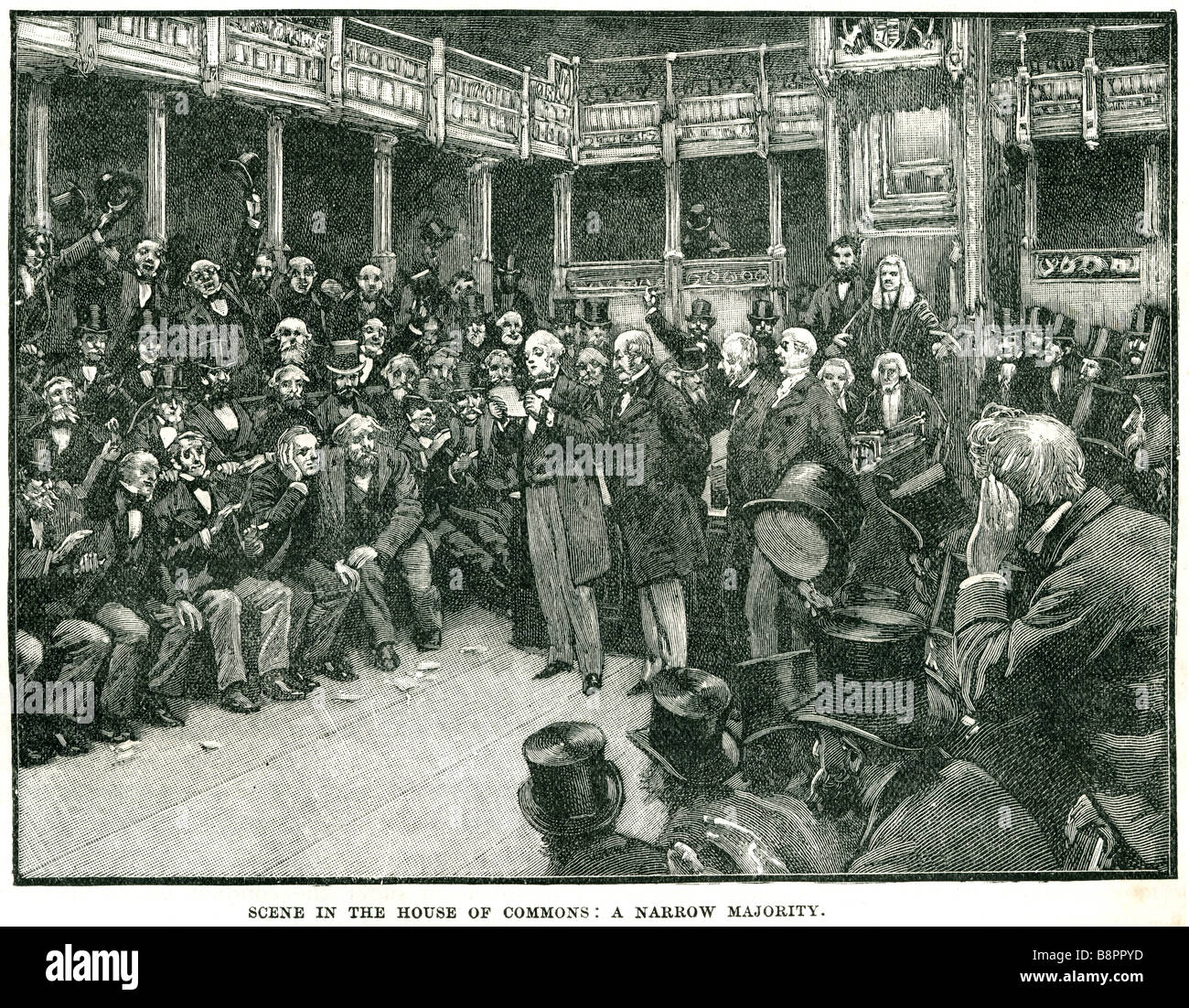 Unterhaus schmalen Mehrheit 1866 Reform Bill Stockfoto