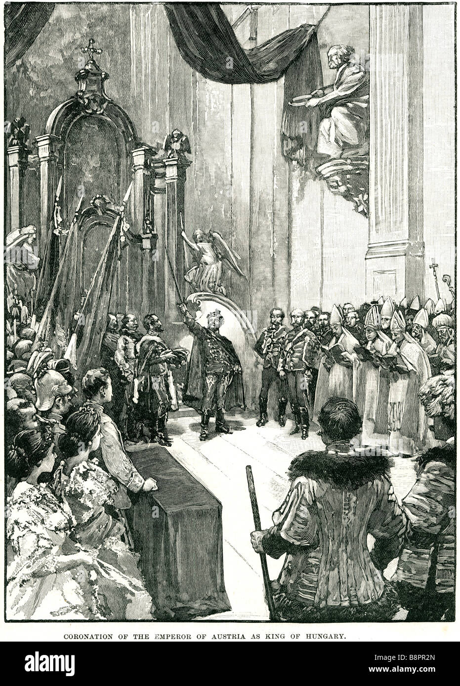 1867 Krönung des Kaisers von Österreich Franz Joseph i. Karl König von Ungarn Stockfoto