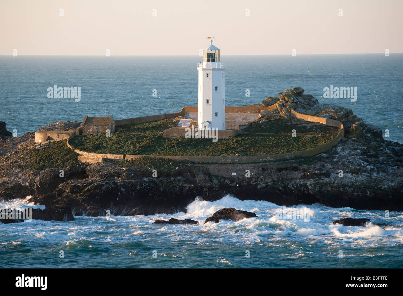 Godrevy Leuchtturm in Bucht von St. Ives, Cornwall Stockfoto