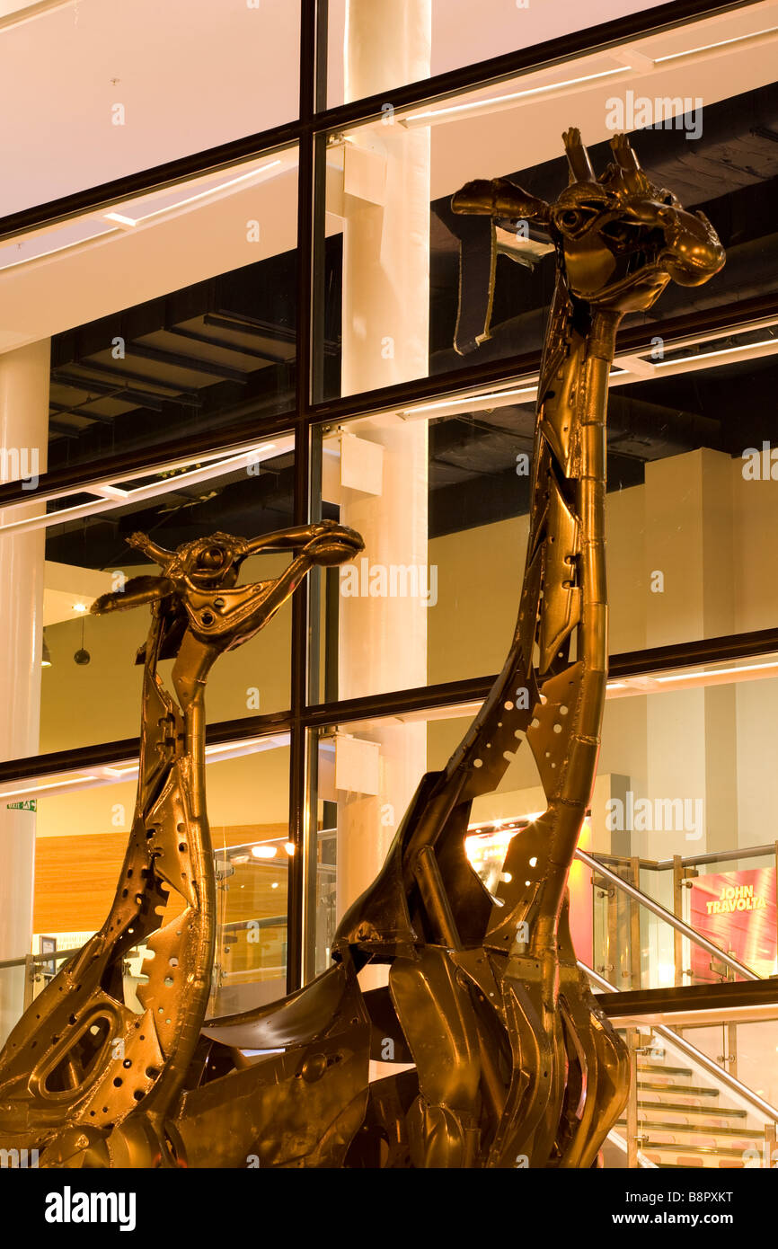 Schottland Edinburgh Omni Centre diese zwei Giraffen, die außerhalb der Omni stolz stehen Stockfoto
