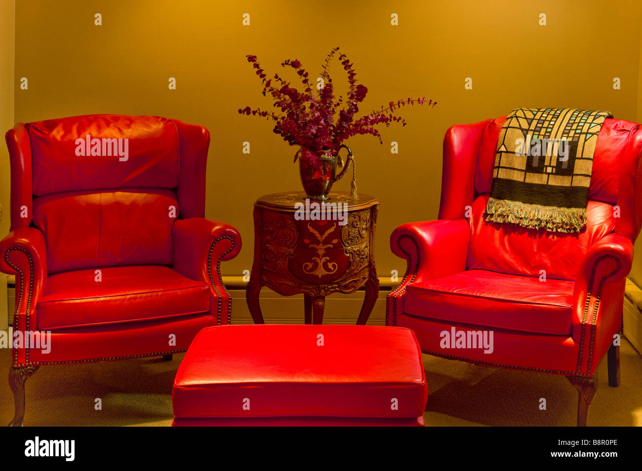 Roter Designer Sessel Stockfoto