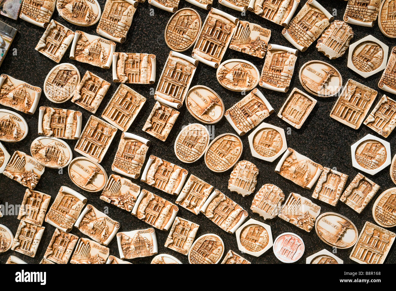 Kühlschrank Magnet Souvenirs, Petra, Jordanien, Naher Osten, Asien Stockfoto