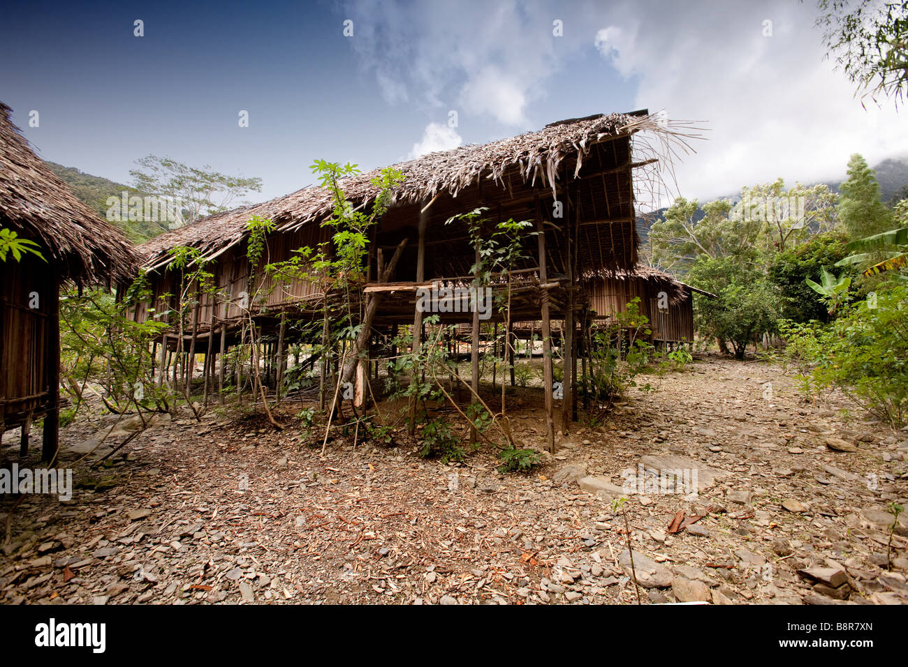 Ein traditionelles Dorf-Hütte in Papua, Indonesien Stockfoto