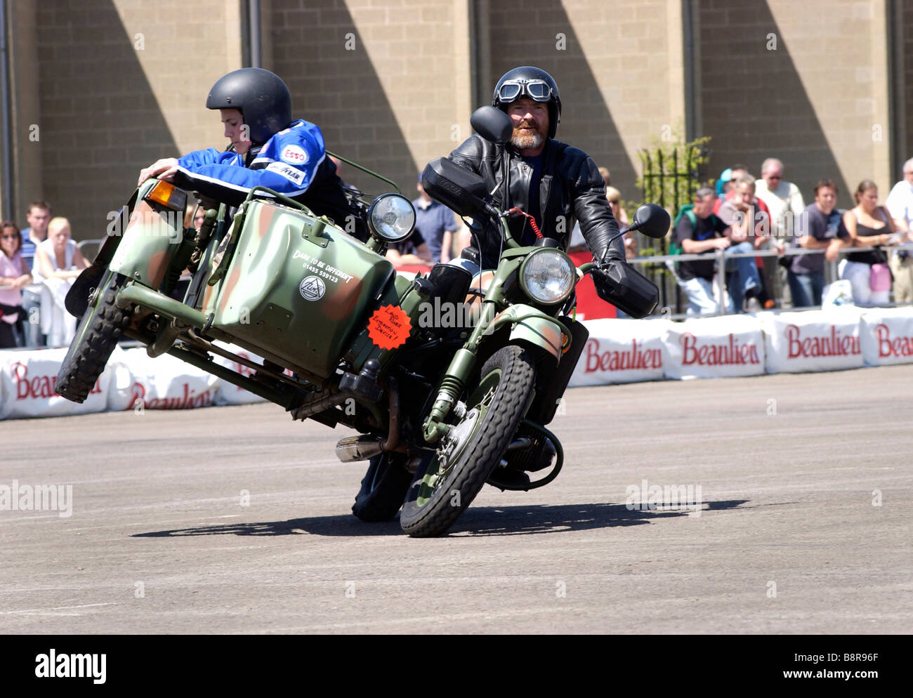 Oldtimer-Motorräder auf Beaulieau Bike Show Stockfoto