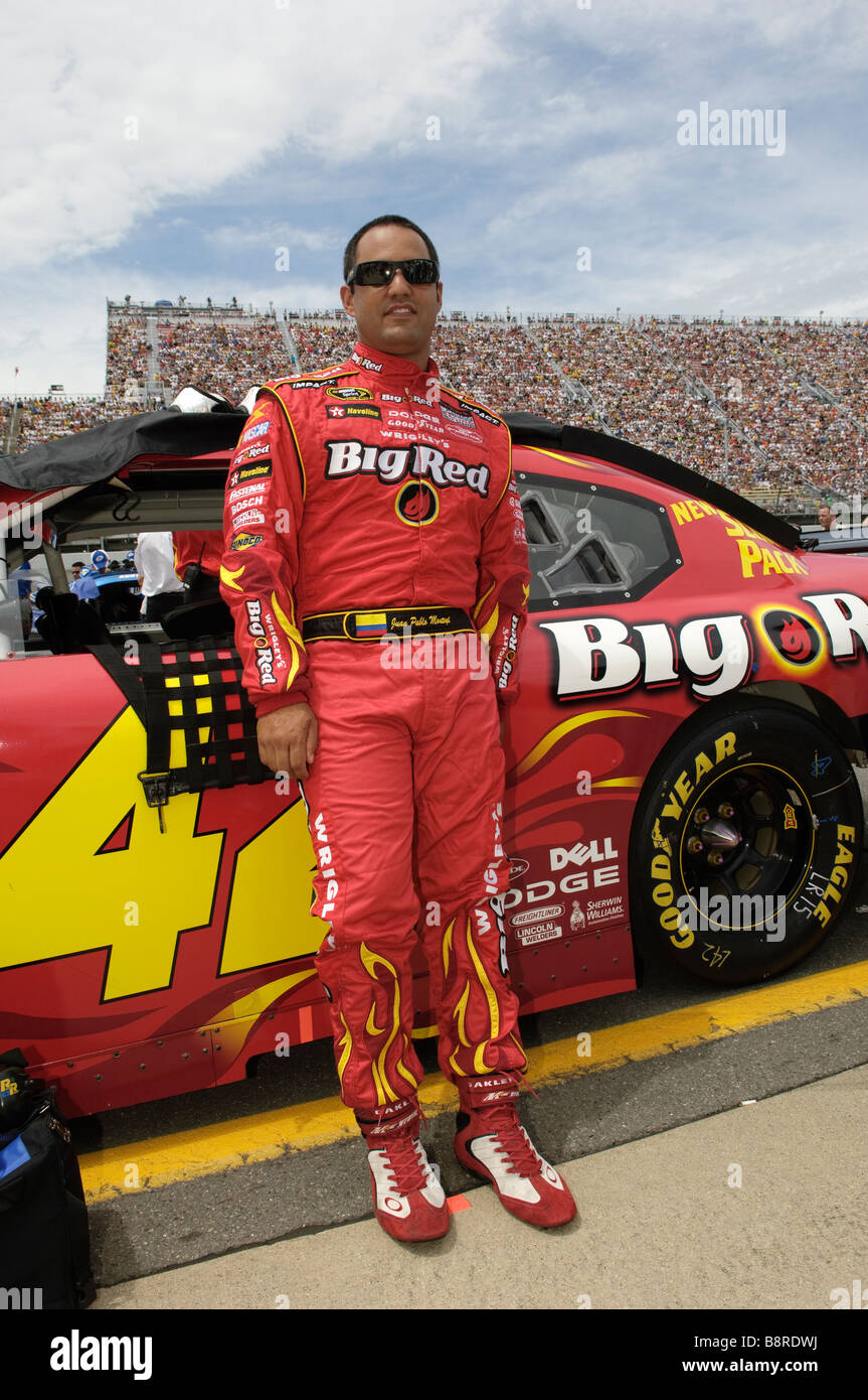 Montoya beim LifeLock 400 NASCAR Sprint Cup-Rennen auf dem Michigan International Speedway, 2008. Stockfoto