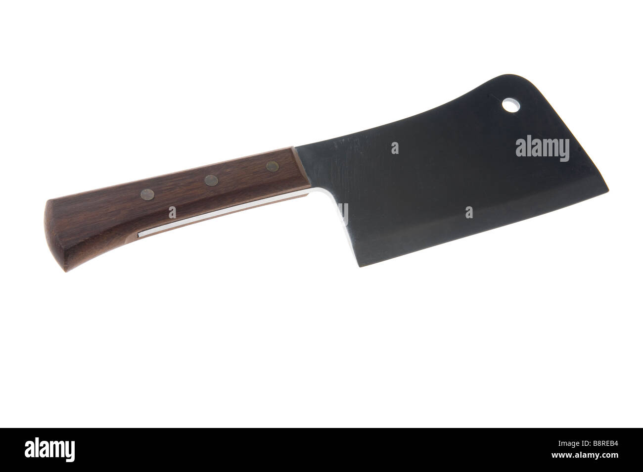 Objekt auf weißen großen Küchenmesser Stockfoto