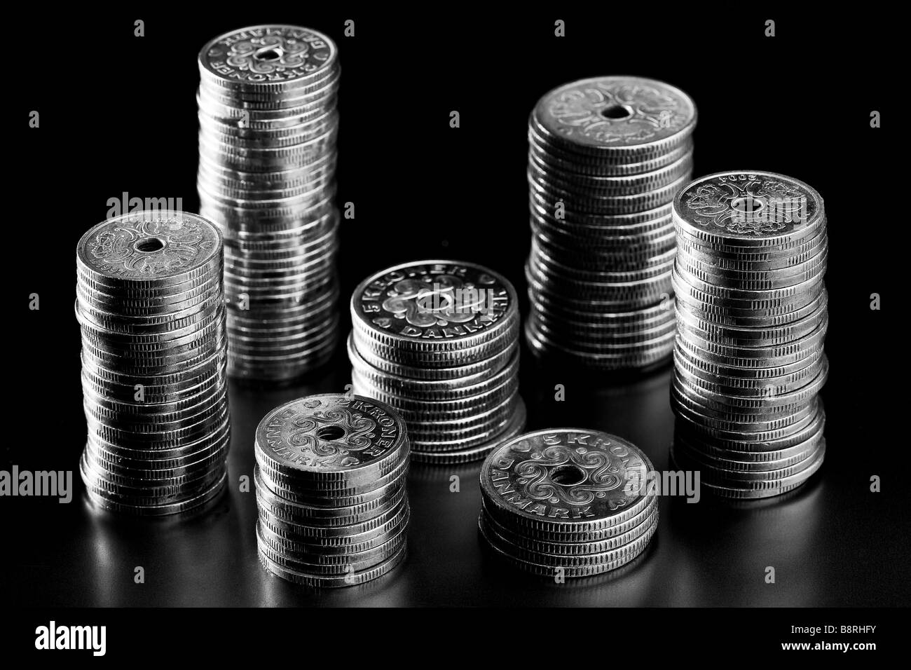 Stapel von Münzen Stockfoto