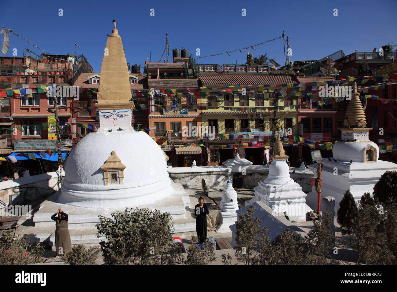 Boudhanath Bodhnath Stupa in Nepal Kathmandu-Tal Stockfoto