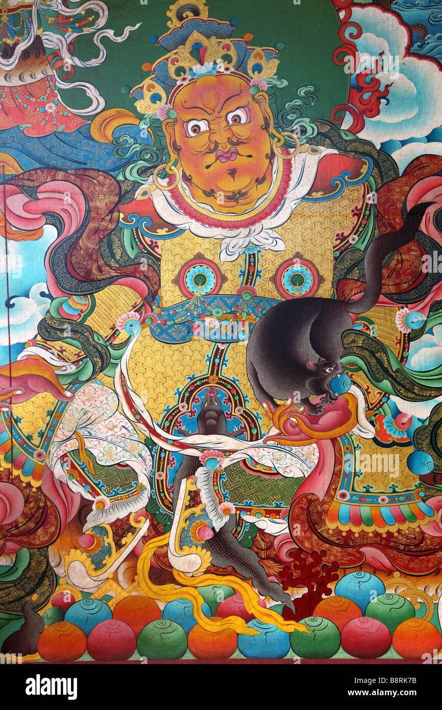 Nepal Kathmandu Tal Boudhanath Bodhnath Guru Rinpoche Schrein unter freiem Himmel Stockfoto